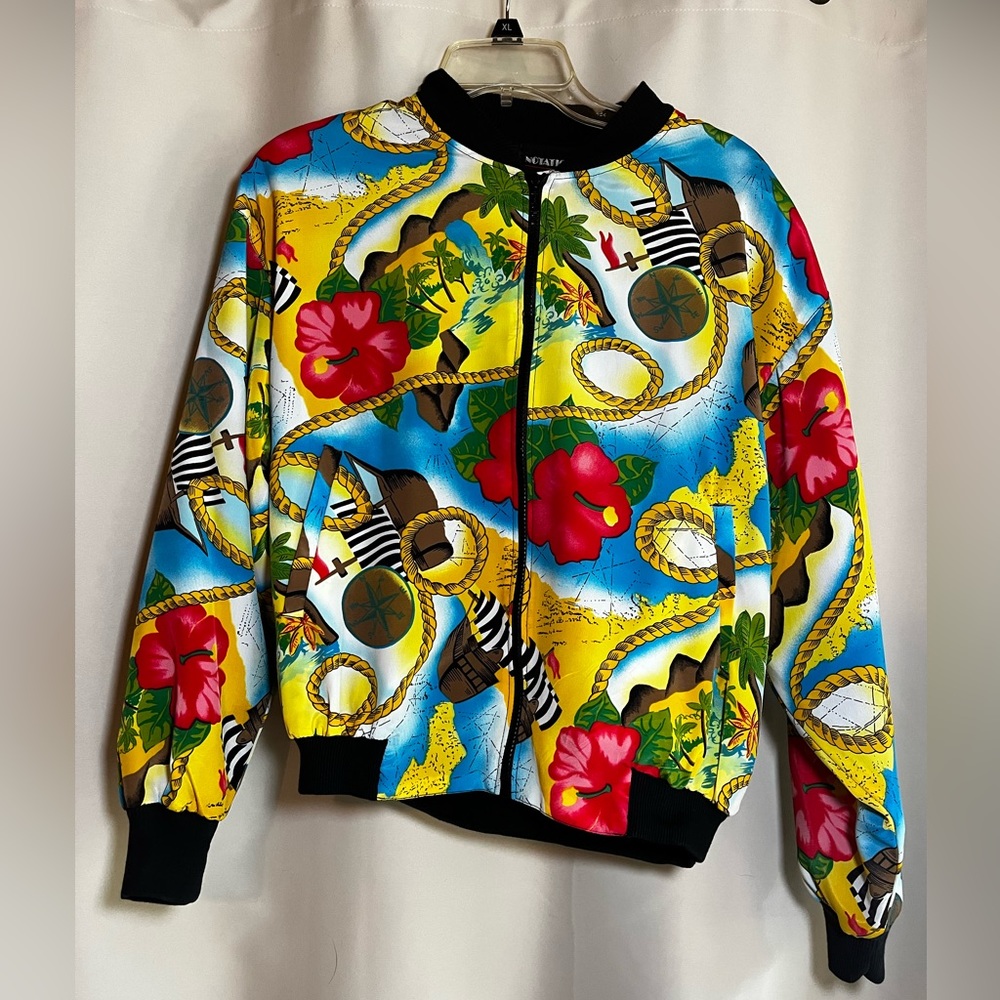 Vintage 1990’s Notations Printed Zip Up Lightweight Bomber Jacket